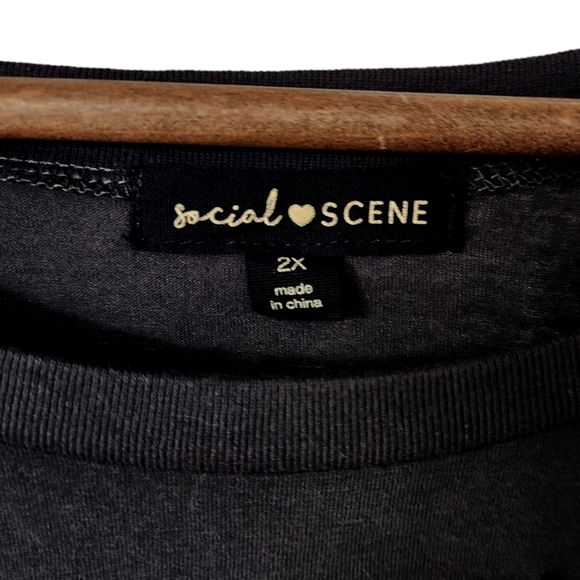 Rock and Roll Eagle Graphic Wild and Free Slashed Tee by Social Scene | 2X - Picture 5 of 9